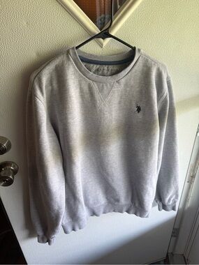U.S. Polo Assn. Light Gray Crewneck Sweatshirt with Navy Logo